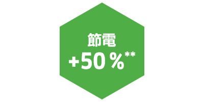 電気の使用量を50%節約 電気の使用量を50%節約